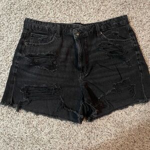 American Eagle Black Distressed Denim Shorts